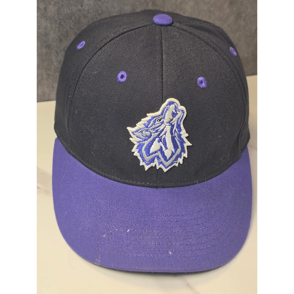 Pacific Headwear Wolves Howling Wolf Embroidered Flexfit Hat Black Purple SM-MED